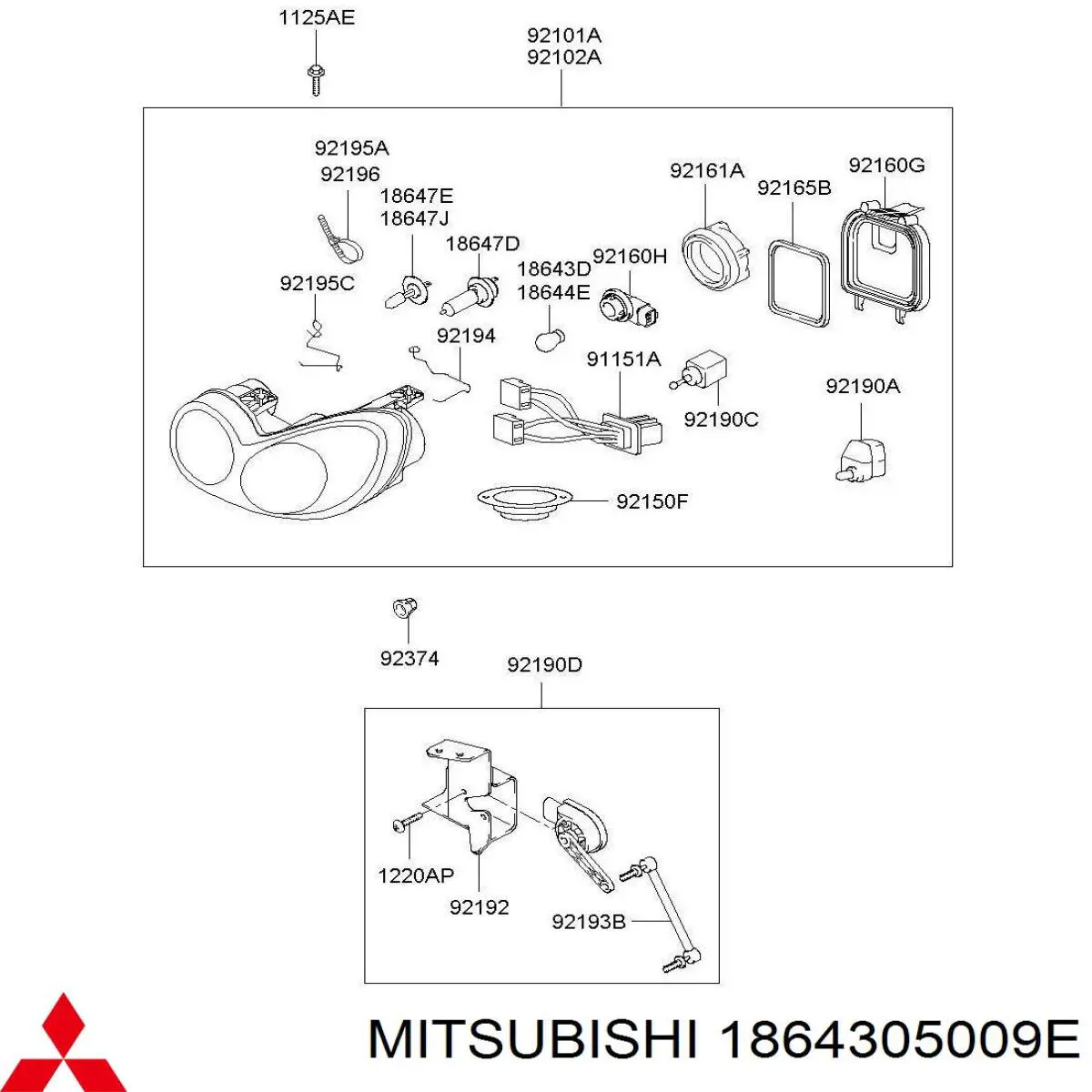 1864305009E Mitsubishi lámpara, luz interior/cabina