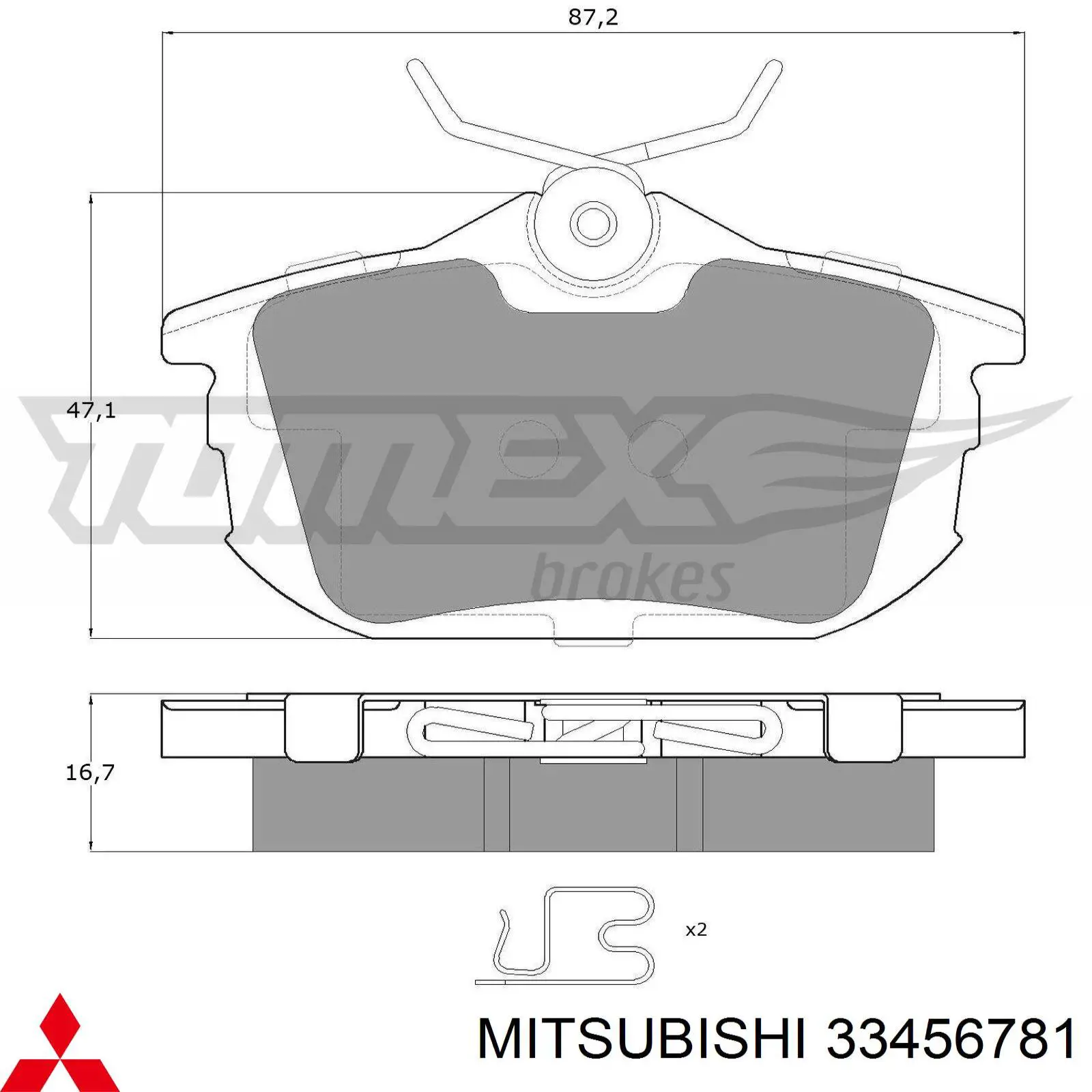 33456781 Mitsubishi pastillas de freno traseras