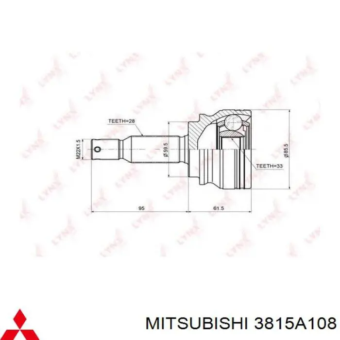 3815A108 Mitsubishi árbol de transmisión delantero derecho