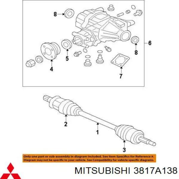 3817A138 Mitsubishi fuelle, árbol de transmisión delantero interior