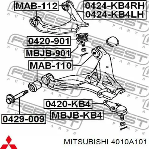 4010A101 Mitsubishi barra oscilante, suspensión de ruedas delantera, superior izquierda