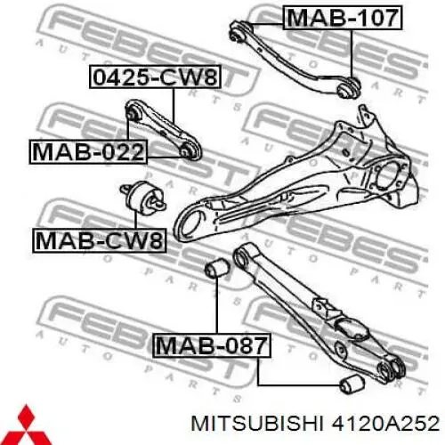 4120A252 Mitsubishi bloque silencioso trasero brazo trasero delantero