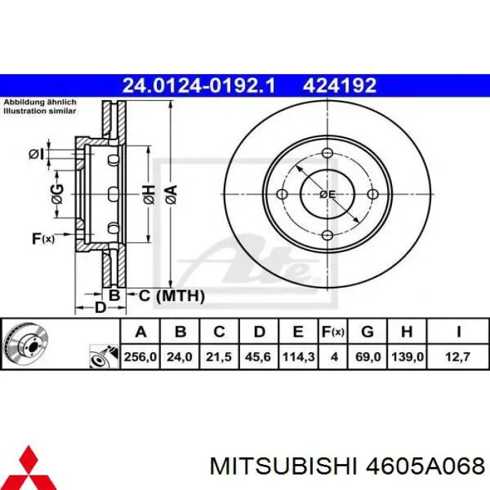 4605A068 Mitsubishi freno de disco delantero