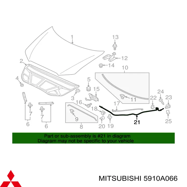  Cable de apertura de capó del motor para Mitsubishi ASX GA