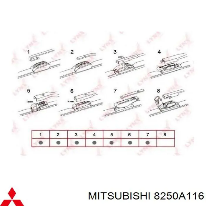 8250A116 Mitsubishi limpiaparabrisas de luna delantera copiloto