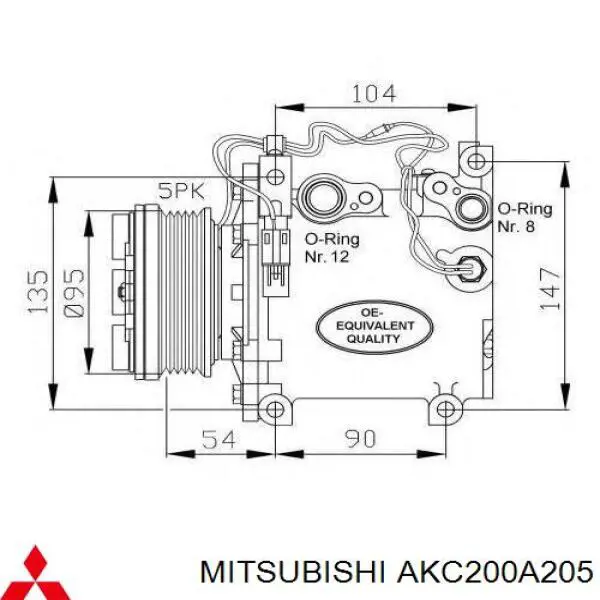 AKC200A205 Mitsubishi compresor de aire acondicionado