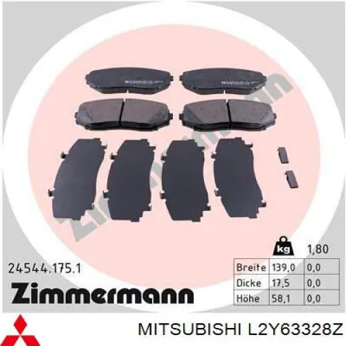 L2Y63328Z Mitsubishi pastillas de freno delanteras