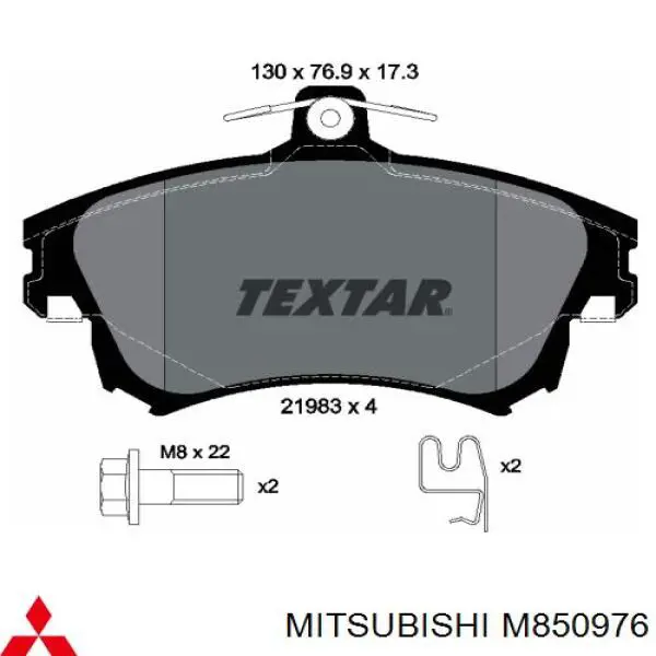 M850976 Mitsubishi pastillas de freno delanteras