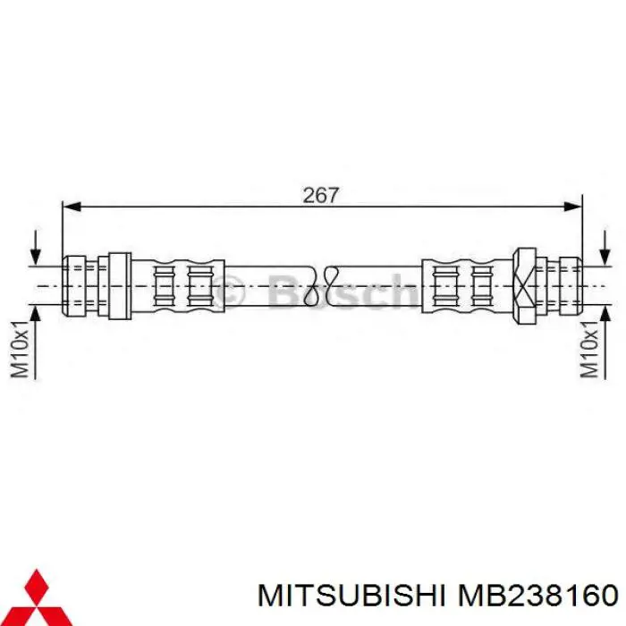 MB238160 Mitsubishi tubo flexible de frenos trasero