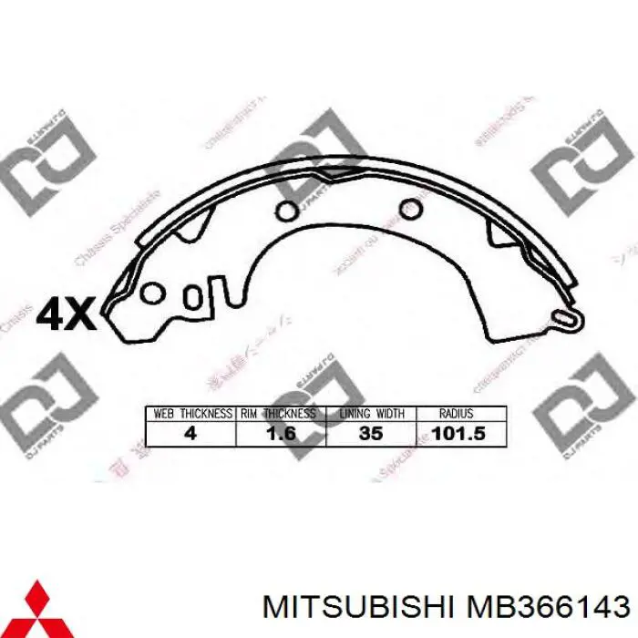 MB366143 Mitsubishi zapatas de frenos de tambor traseras