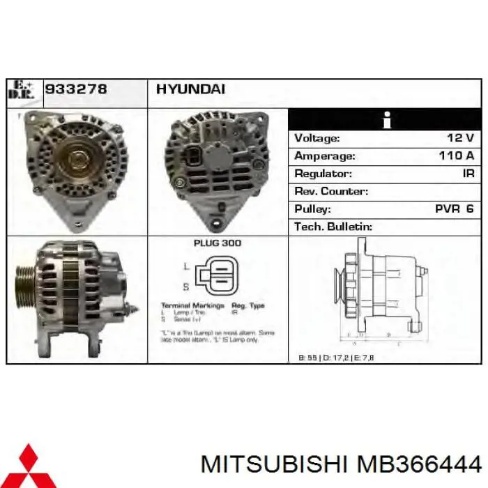 MB366444 Mitsubishi zapatas de frenos de tambor traseras