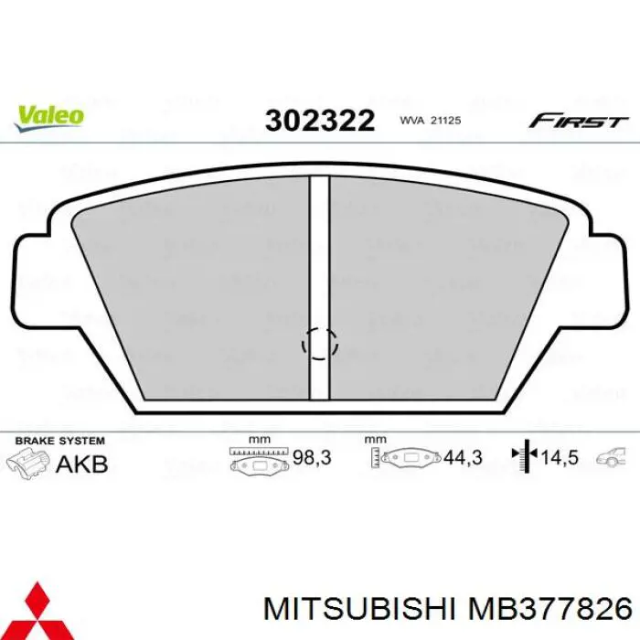 MB377826 Mitsubishi pastillas de freno traseras