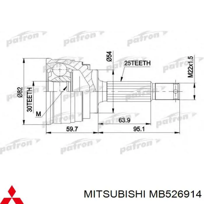 MB526914 Mitsubishi árbol de transmisión delantero izquierdo