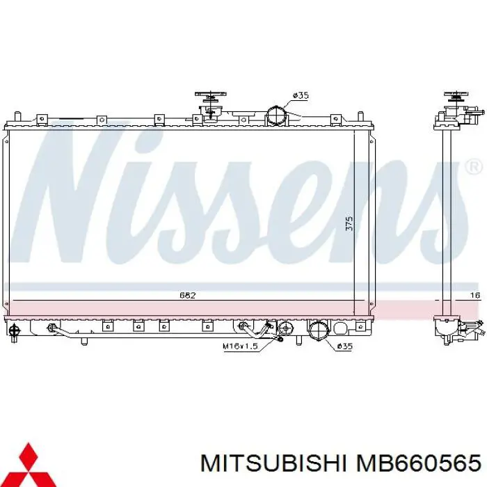 MB660565 Mitsubishi radiador refrigeración del motor