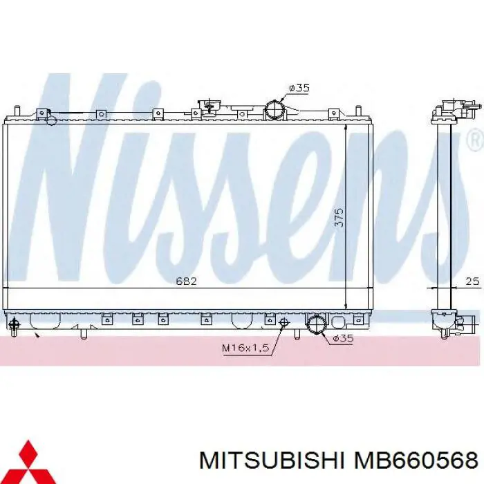 MB660568 Mitsubishi radiador refrigeración del motor