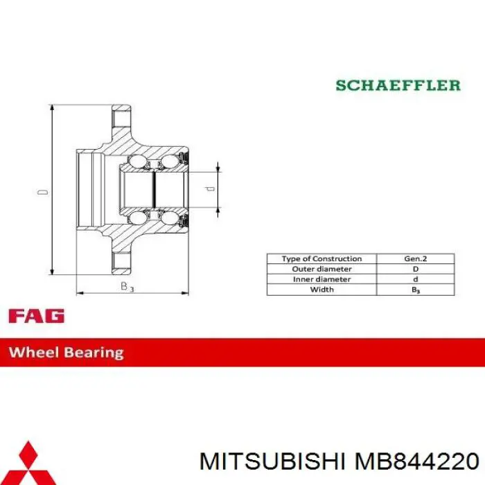 MB844220 Mitsubishi cubo de rueda trasero