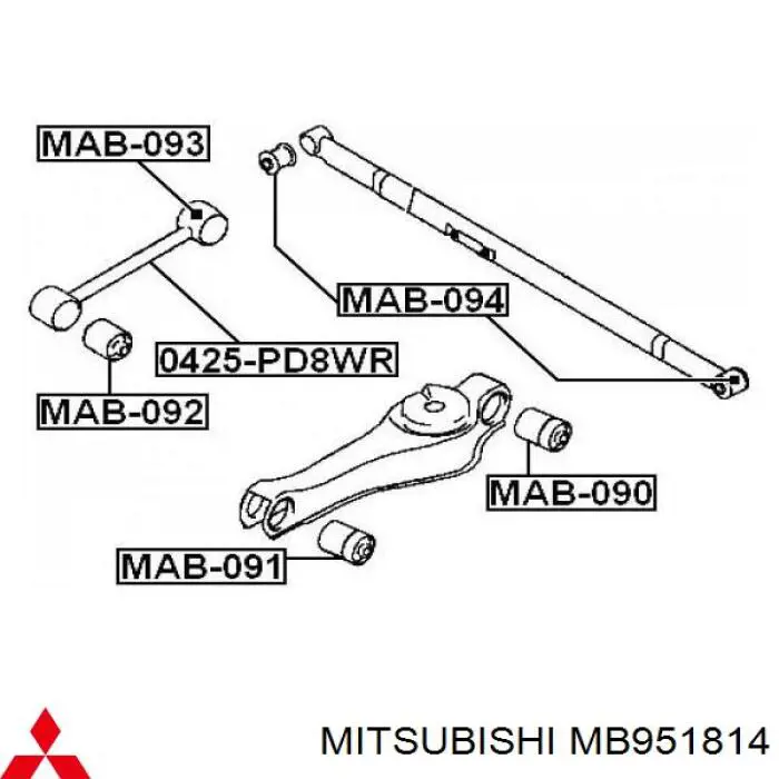  Suspensión, brazo oscilante, eje trasero, inferior para Mitsubishi L 400 PAOV