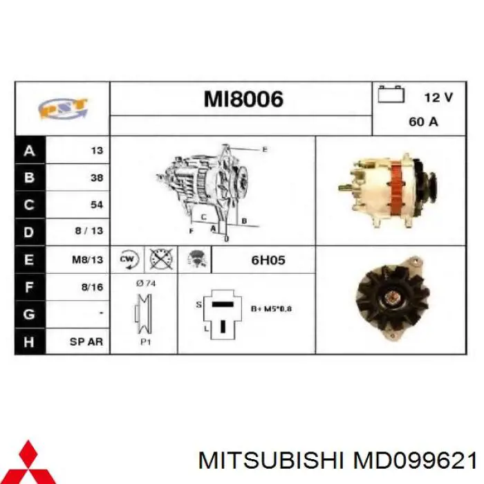 MD099621 Mitsubishi alternador