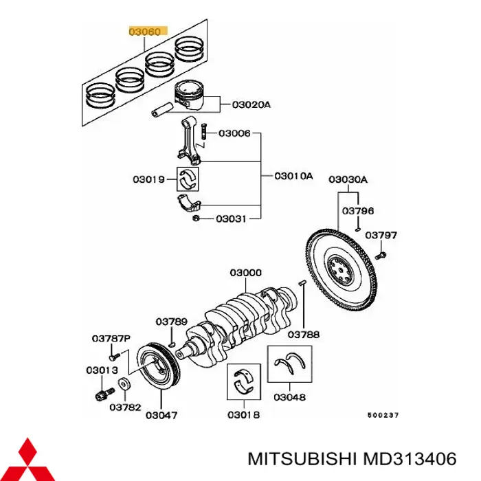 20652050 Riken juego de aros de pistón de motor, cota de reparación +0,50 mm