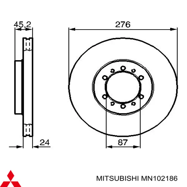 MN102186 Mitsubishi freno de disco delantero