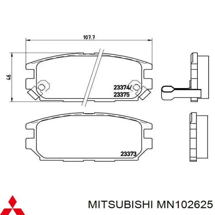 MN102625 Mitsubishi pastillas de freno traseras