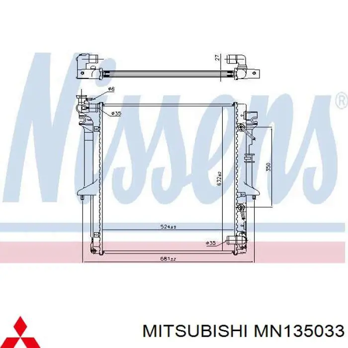 MN135033 Mitsubishi radiador refrigeración del motor