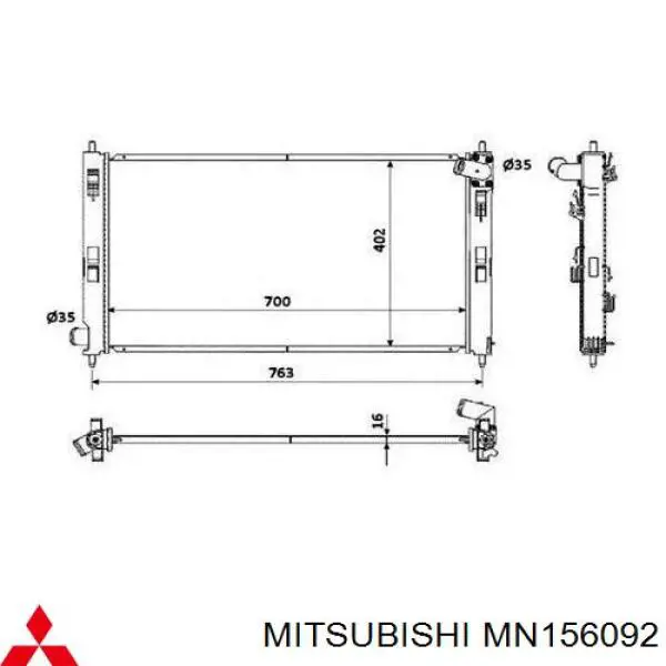 MN156092 Mitsubishi radiador refrigeración del motor