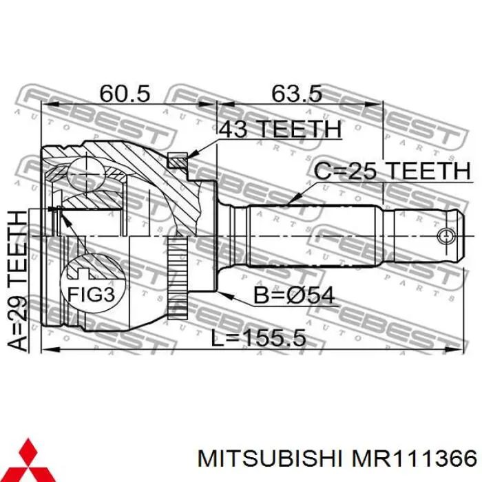 MR111366 Mitsubishi junta homocinética exterior delantera