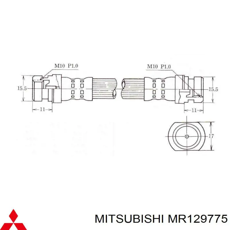 MR129775 Mitsubishi tubo flexible de frenos trasero