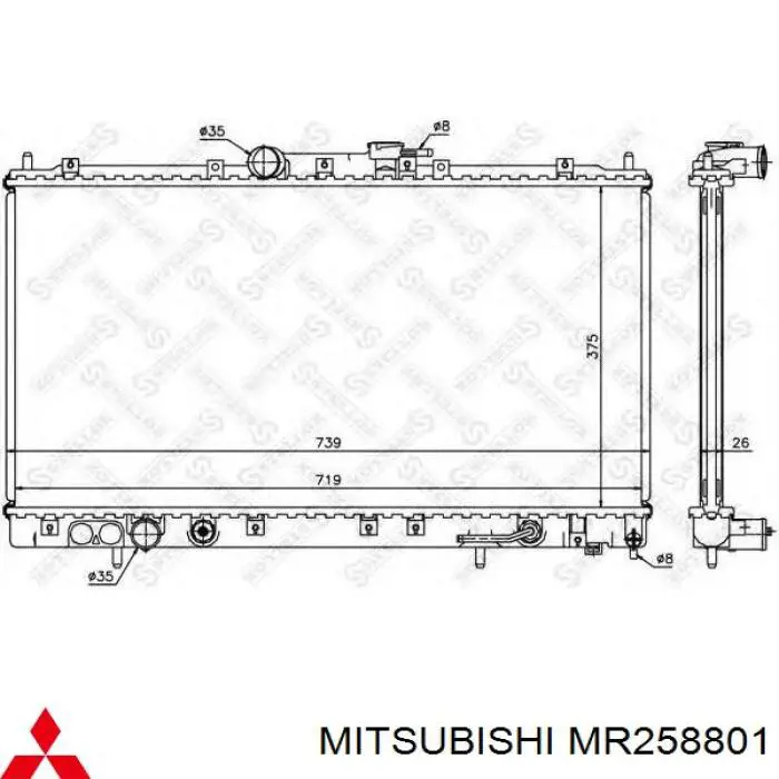 MR258801 Mitsubishi radiador refrigeración del motor