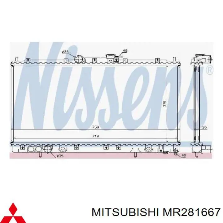 MR281667 Mitsubishi radiador refrigeración del motor