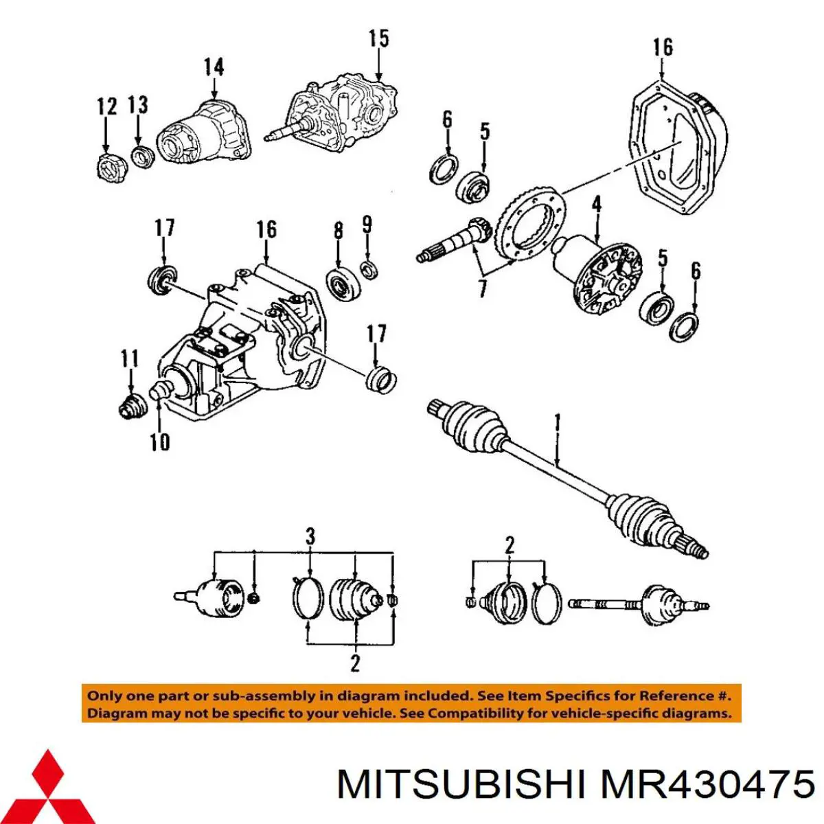 MR430475 Mitsubishi cojinete de diferencial, eje delantero