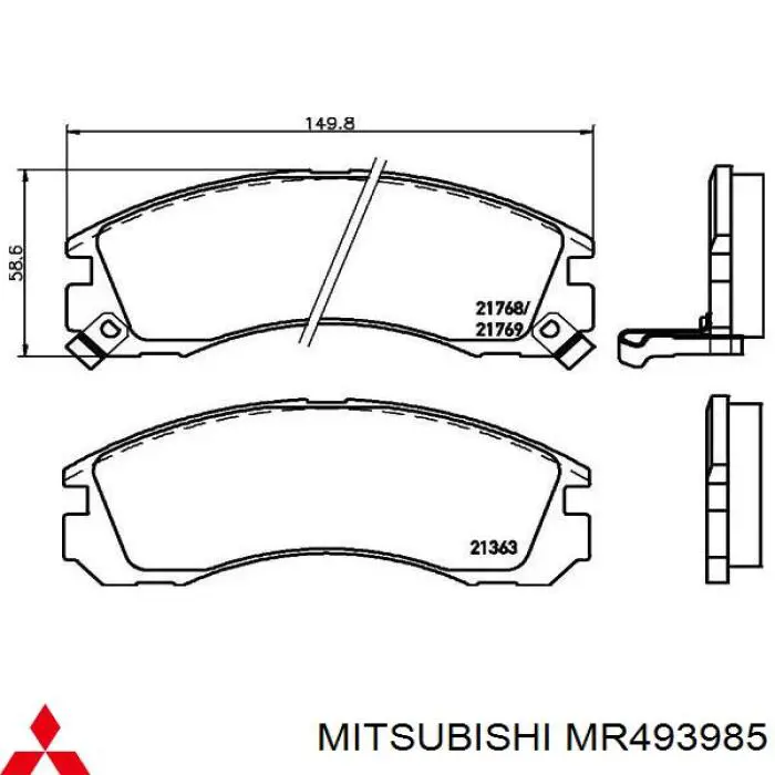 MR493985 Mitsubishi pastillas de freno delanteras