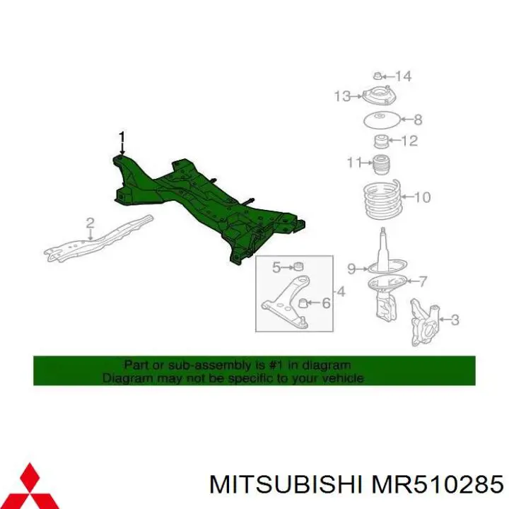  Subchasis delantero soporte motor para Mitsubishi Lancer 9 