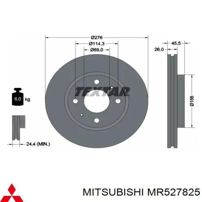 MR527825 Mitsubishi freno de disco delantero