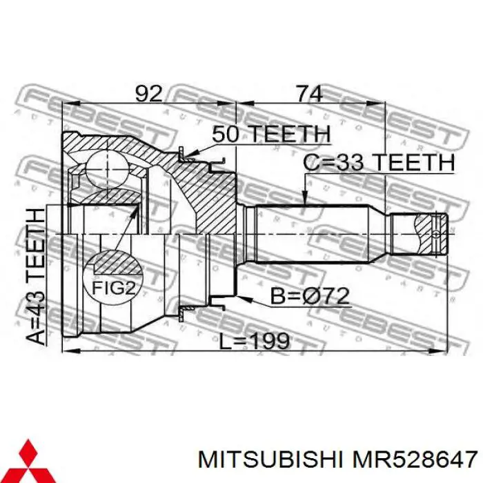 MR528647 Mitsubishi árbol de transmisión trasero