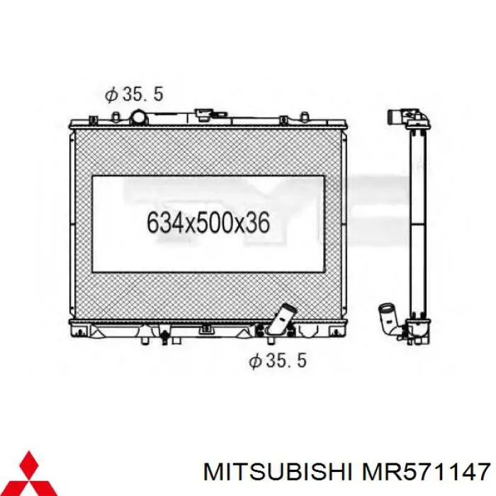 MR571147 Mitsubishi radiador refrigeración del motor