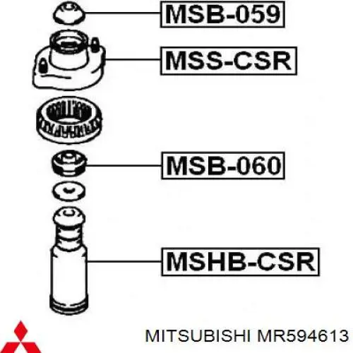 MR594613 Mitsubishi silentblock en barra de amortiguador trasera