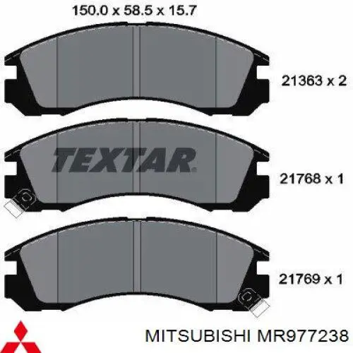 MR977238 Mitsubishi pastillas de freno delanteras