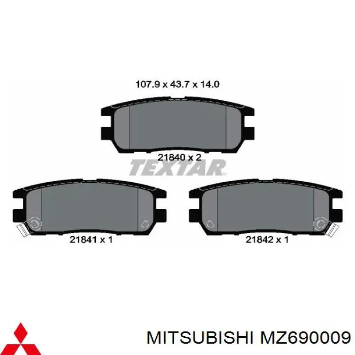 MZ690009 Mitsubishi pastillas de freno traseras