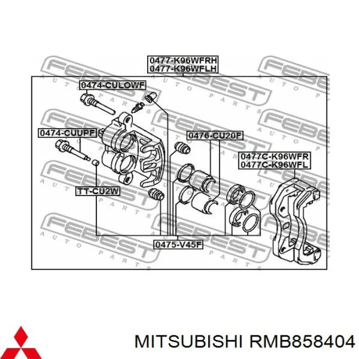 RMB858404 Mitsubishi pinza de freno delantera izquierda