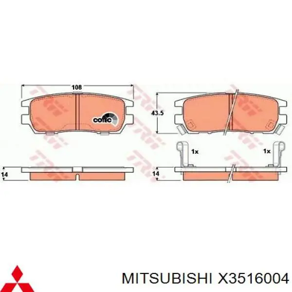 X3516004 Mitsubishi pastillas de freno traseras