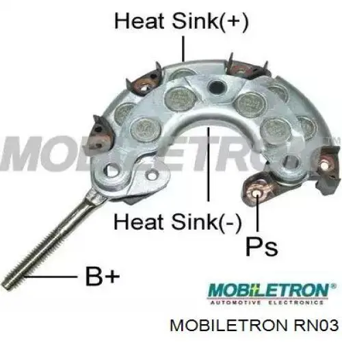 RN03 Mobiletron alternador diodo puente rectificador