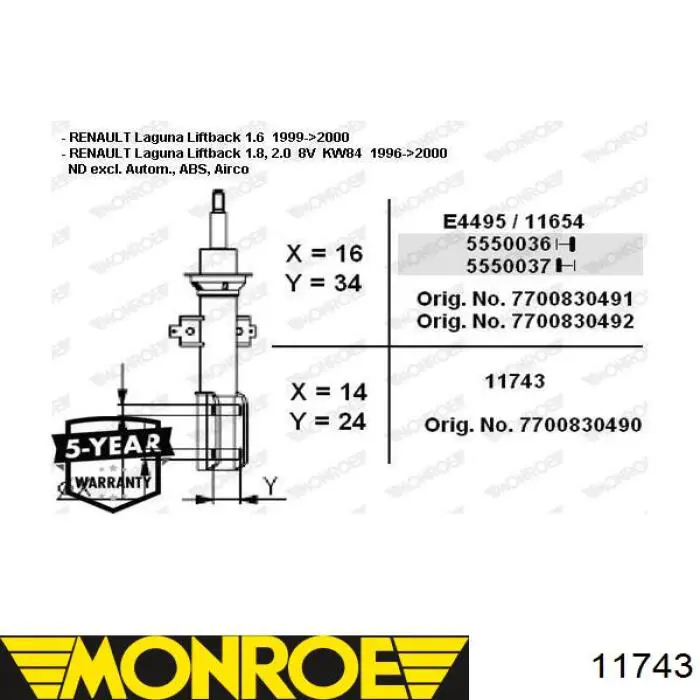 7700827625 Renault (RVI) amortiguador delantero