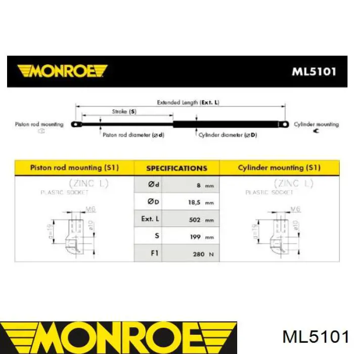  Amortiguador de maletero para Fiat Panda 2 