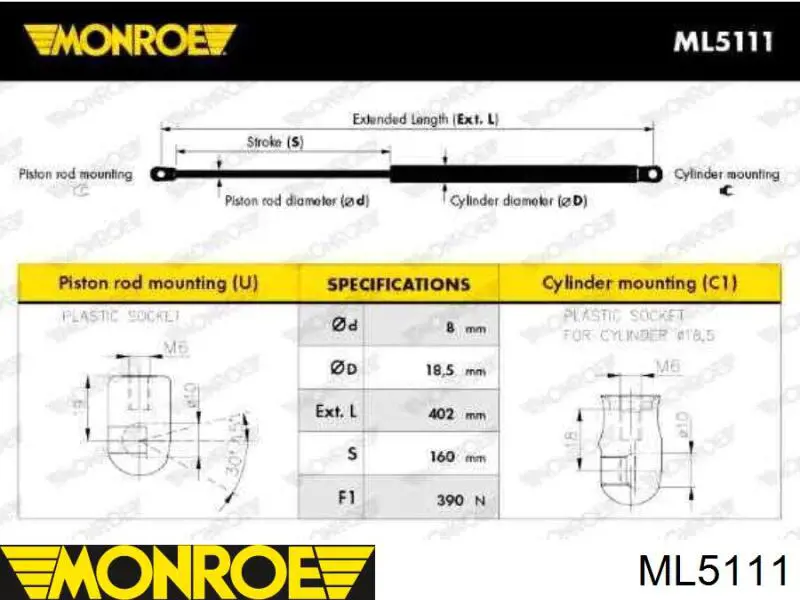 ML5111 Monroe amortiguador de maletero