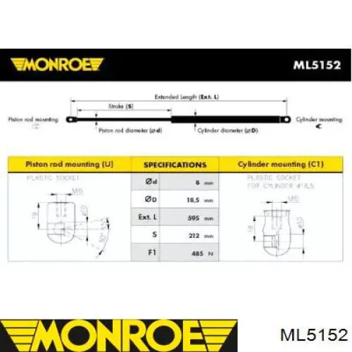 7700434465 Renault (RVI) amortiguador de maletero