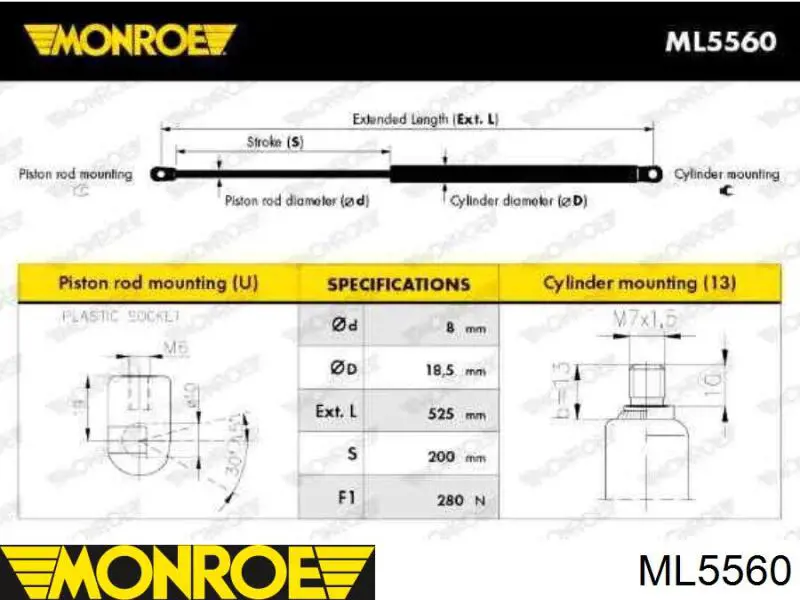  Muelle neumático, capó de motor izquierdo para Mercedes C S203