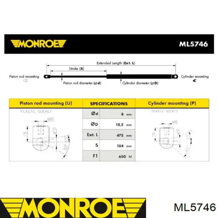 ML5746 Monroe amortiguador de maletero