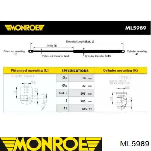 ML5989 Monroe amortiguador de maletero